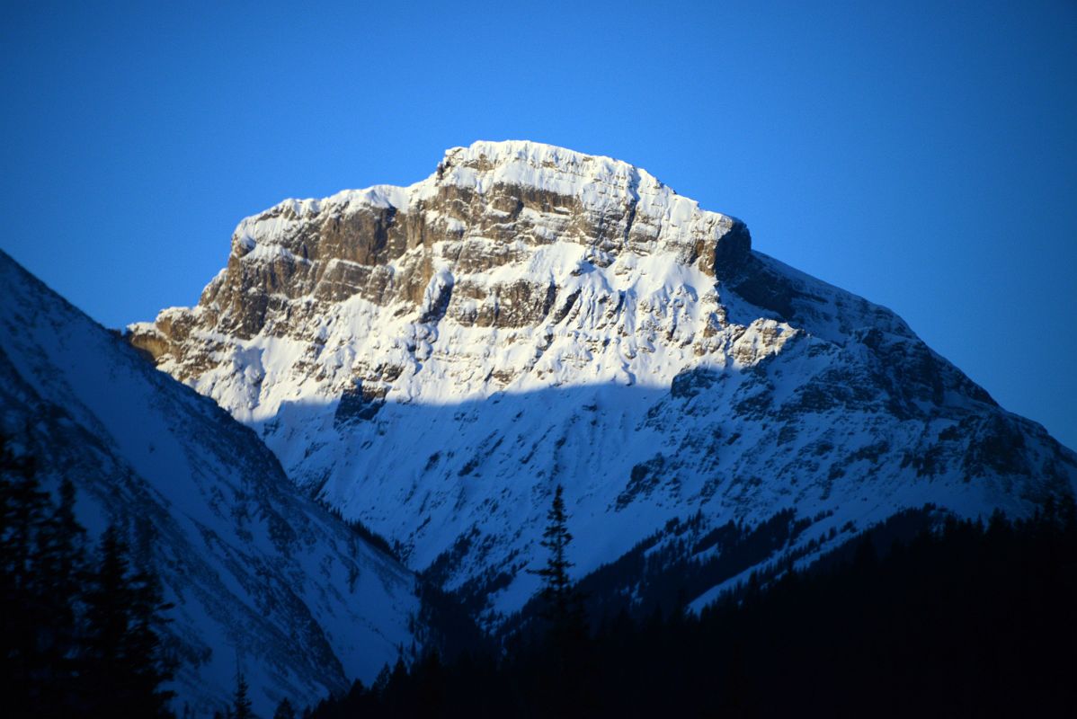 06 Eagle Mountain Close Up Sunrise From Trans Canada Highway Just After Leaving Banff Towards Lake Louise in Winter